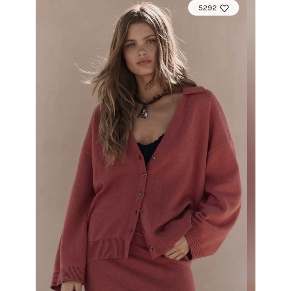 NWT Free People Gwenna Sweater Set XS Cardigan Maxi Skirt 2 Piece Rodeo Red - Picture 4 of 12